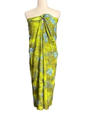 Spenser Jeremy 100% Silk Floral Dress/Skirt Chartreuse Tropical Print Boho Luxe